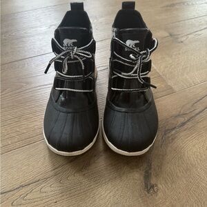 Sorel Black and White Lace-Up Boots